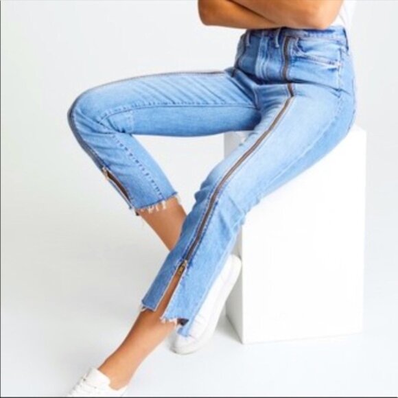 Mother The Rascal High Waist Zip Step Hem Jeans 24 - Picture 2 of 16